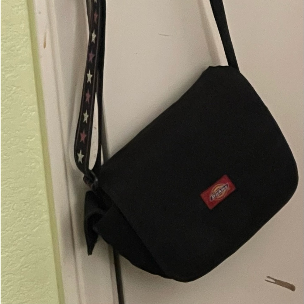 Black Dickies Shoulder Bag with stars strap, little pocket on right side